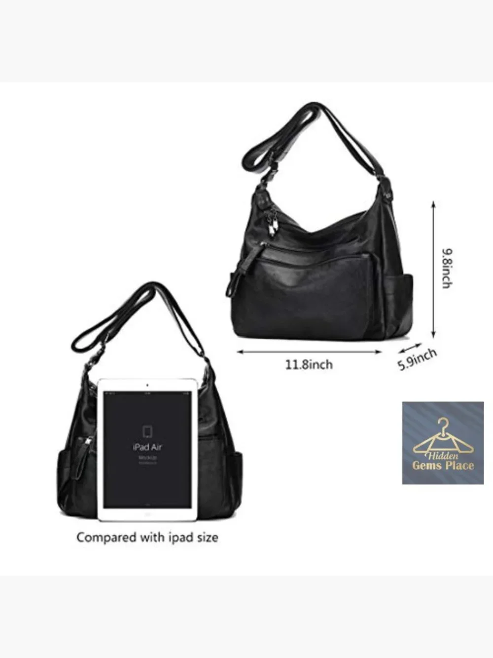 Soft PU Leather Hobo Crossbody Bag Multi-Pocket Shoulder Tote Purse